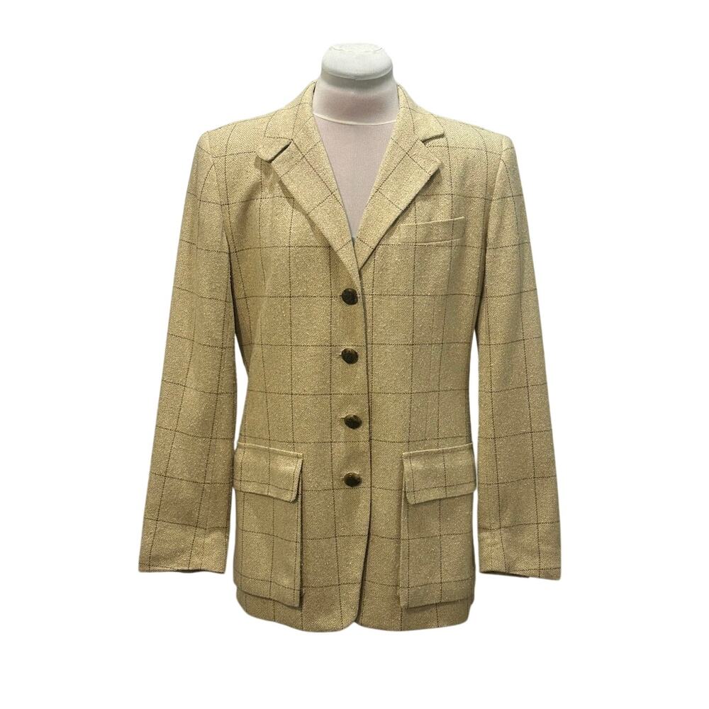 Vintage LAUREN Ralph Lauren 100% Silk Tweed Blazer Jacket Riding Equestrian Sz 8